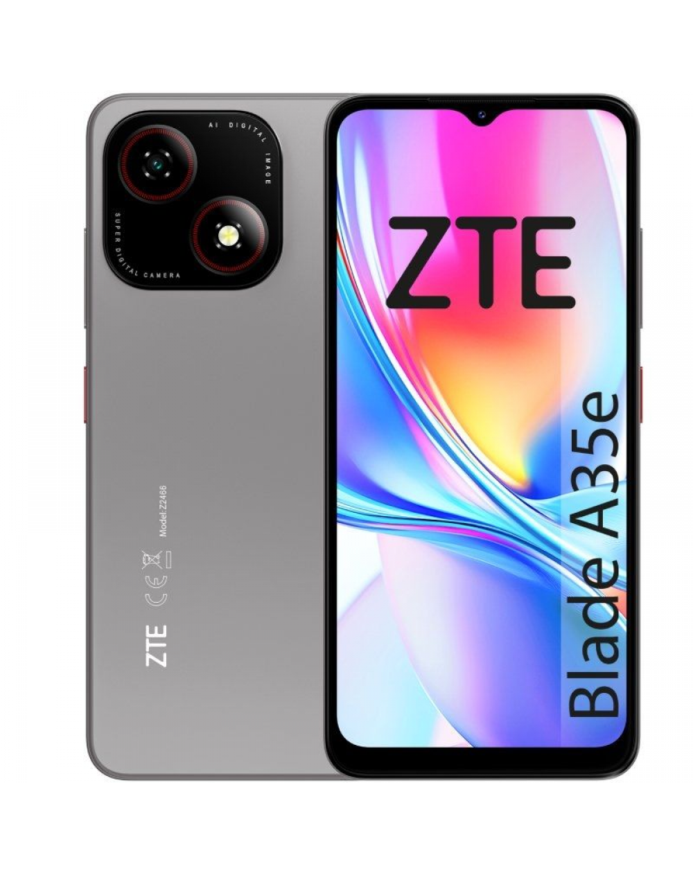 Smartphone ZTE Blade A35E 2GB/ 32GB/ 6.52'/ Gris Oscuro