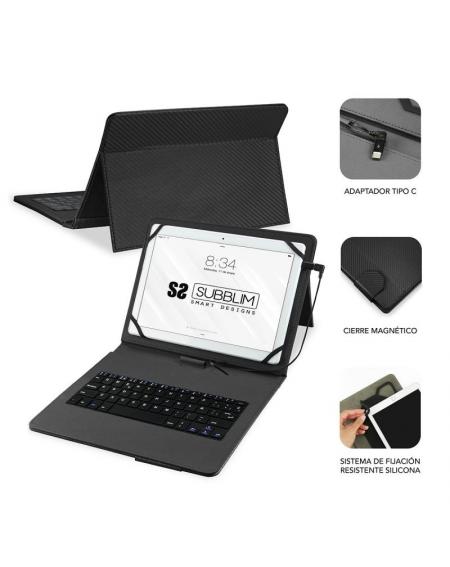 Funda con Teclado Subblim Keytab Pro USB para Tablets de 10.1'-11'/ Negra - Imagen 2