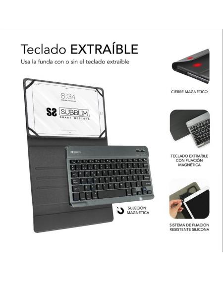 Funda con Teclado Subblim Keytab Pro Bluetooth para Tablets de 10.1'-10.8'/ Gris - Imagen 3