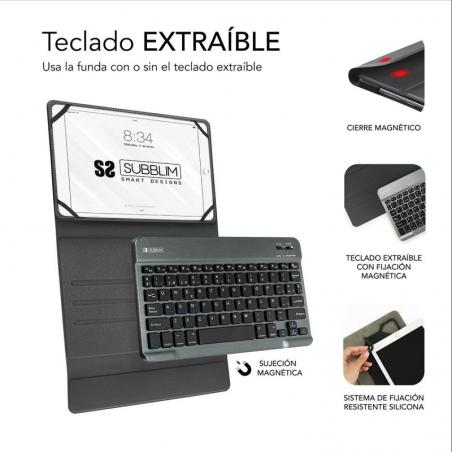 Funda con Teclado Subblim Keytab Pro Bluetooth para Tablets de 10.1'-10.8'/ Roja - Imagen 3