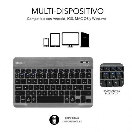 Funda con Teclado Subblim KeyTab Pro BT para Tablets Samsung Galaxy A8 X200/205/ Negra - Imagen 3