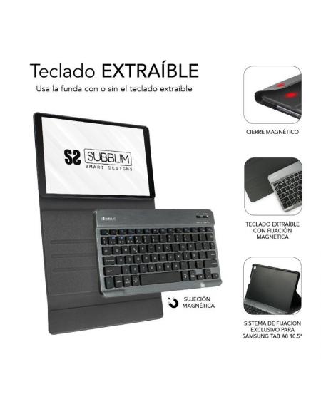 Funda con Teclado Subblim KeyTab Pro BT para Tablets Samsung Galaxy A8 X200/205/ Negra - Imagen 4