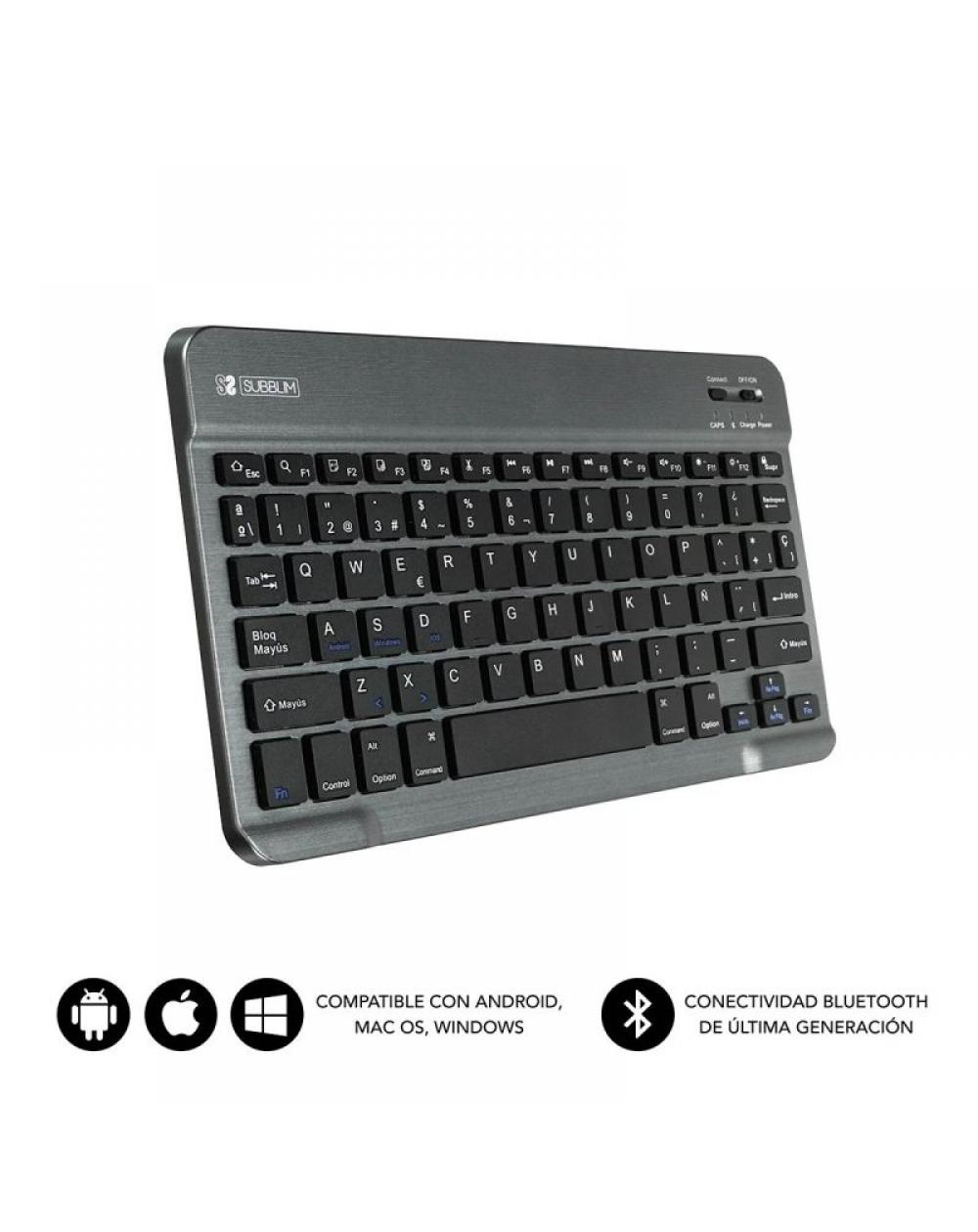 Teclado Compacto Inalámbrico por Bluetooth Subblim Smart/ Gris - Imagen 1