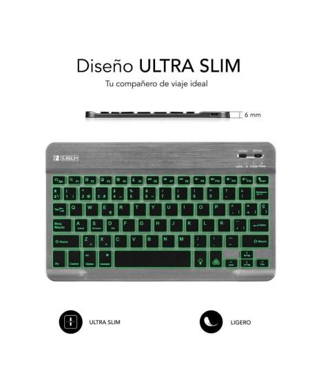 Teclado Compacto Inalámbrico por Bluetooth Subblim Smart Backlit/ Gris - Imagen 3