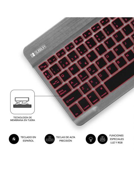 Teclado Compacto Inalámbrico por Bluetooth Subblim Smart Backlit/ Gris - Imagen 4