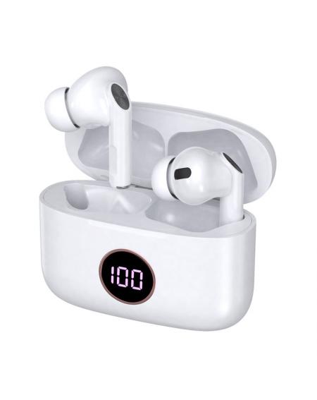 Auriculares Stereo Bluetooth Dual Pod Earbuds Lcd COOL AIR PRO Blanco - Imagen 1