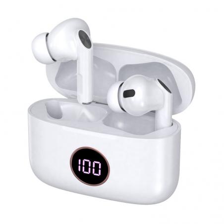 Auriculares Stereo Bluetooth Dual Pod Earbuds Lcd COOL AIR PRO Blanco - Imagen 1