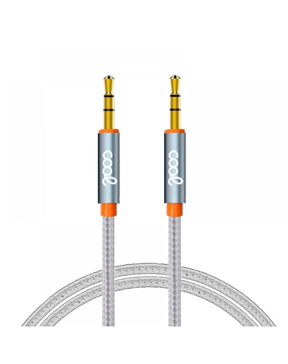 Cable Jack 3.5 mm a Jack 3.5 mm COOL Audio-Audio Nylon Plateado (1m) - Imagen 1