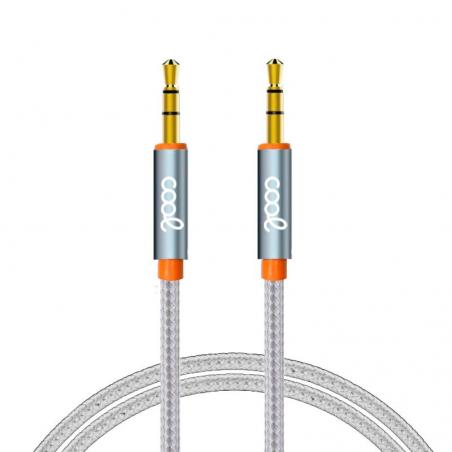 Cable Jack 3.5 mm a Jack 3.5 mm COOL Audio-Audio Nylon Plateado (1m) - Imagen 1