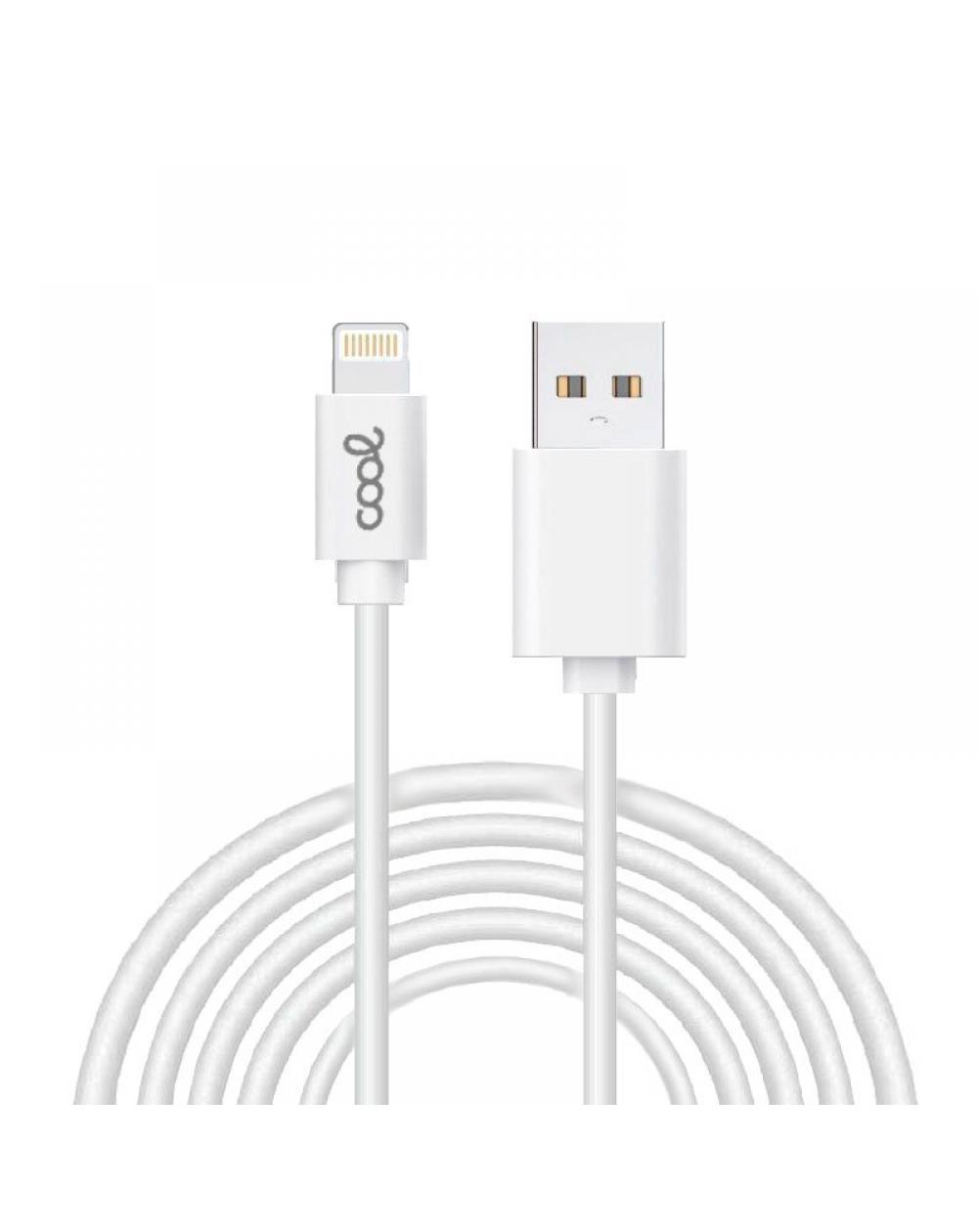 Cable USB Compatible COOL Lightning para iPhone / iPad (3 metros) Blanco - Imagen 1