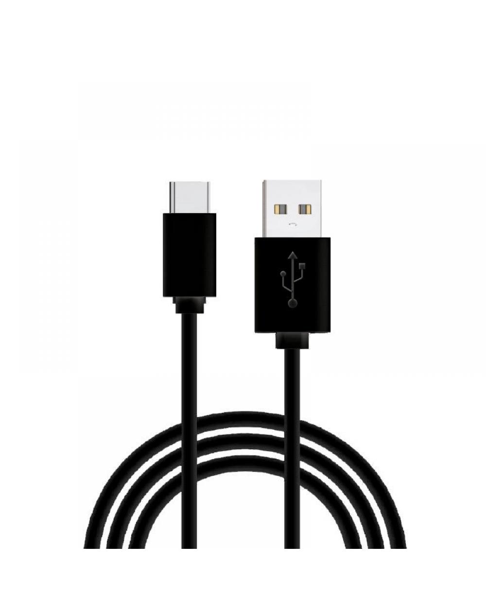 Cable USB Compatible COOL Universal TIPO-C (1.2 metros) Negro 2.4 Amp - Imagen 1