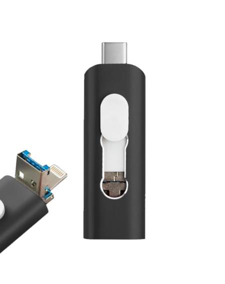 Pen Drive x USB 128 GB COOL (3 en 1) Lightning / Tipo-C / Micro-USB Negro - Imagen 1