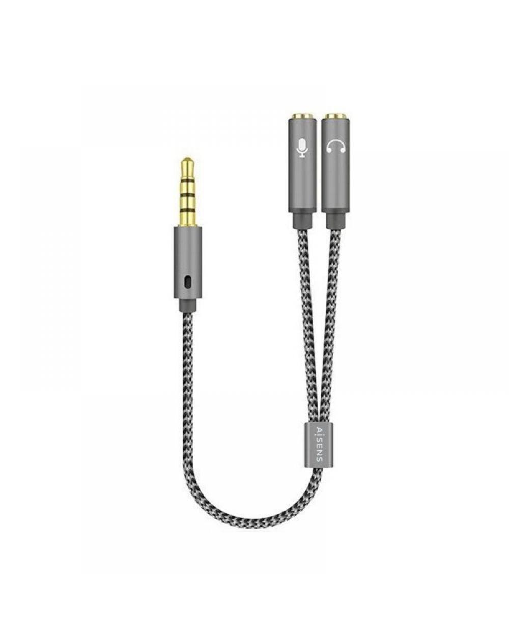 Adaptador Aisens A128-0415/ Jack 3.5 Macho - 2x Jack 3.5 Hembra/ 25cm/ Gris - Imagen 1