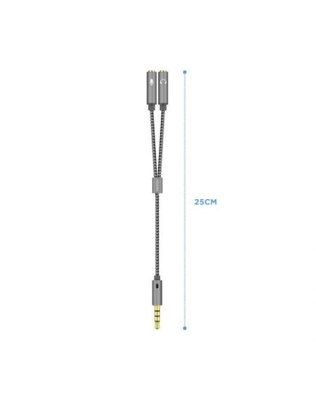 Adaptador Aisens A128-0415/ Jack 3.5 Macho - 2x Jack 3.5 Hembra/ 25cm/ Gris - Imagen 2