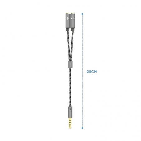 Adaptador Aisens A128-0415/ Jack 3.5 Macho - 2x Jack 3.5 Hembra/ 25cm/ Gris - Imagen 2