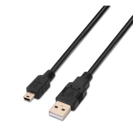 Cable USB 2.0 Aisens A101-0024/ USB Macho - USB Mini Macho/ 1m/ Negro - Imagen 1