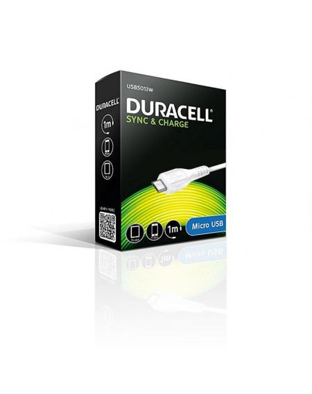 Cable USB 2.0 Duracell USB5013W/ USB Macho - MicroUSB Macho/ 1m/ Blanco - Imagen 1