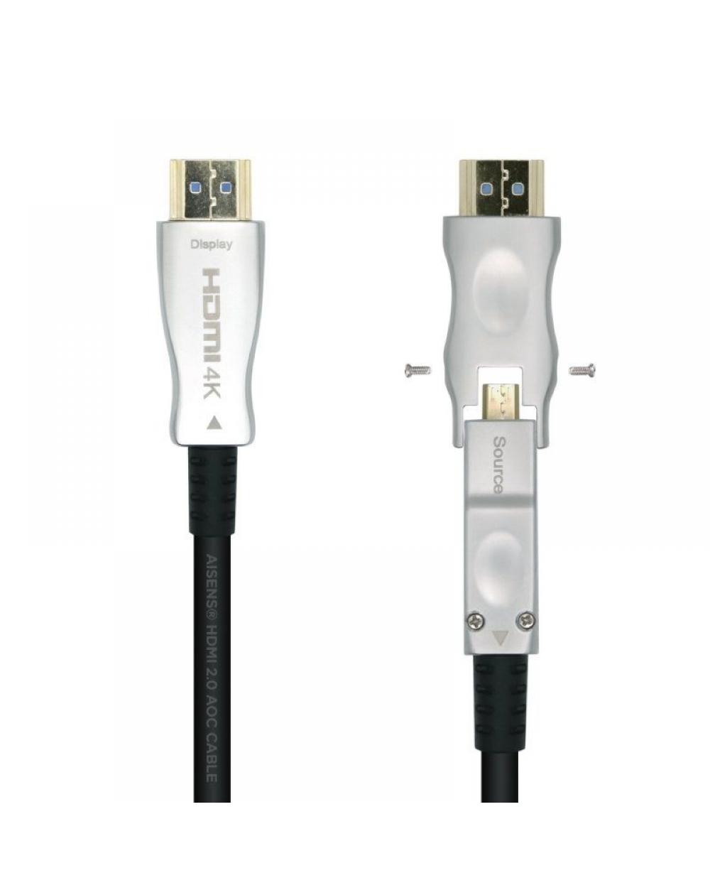 Cable HDMI 2.0 AOC 4K Desmontable Aisens A148-0510/ HDMI Macho / D Macho - HDMI Macho/ 15m/ Negro - Imagen 1