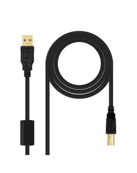 Cable USB 2.0 Impresora Nanocable 10.01.1202/ USB Macho - USB Macho / 2m/ Negro - Imagen 1