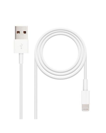 Cable USB 2.0 Lightning Nanocable 10.110.0401/ USB Macho - Lightning Macho/ 1m/ Blanco - Imagen 2