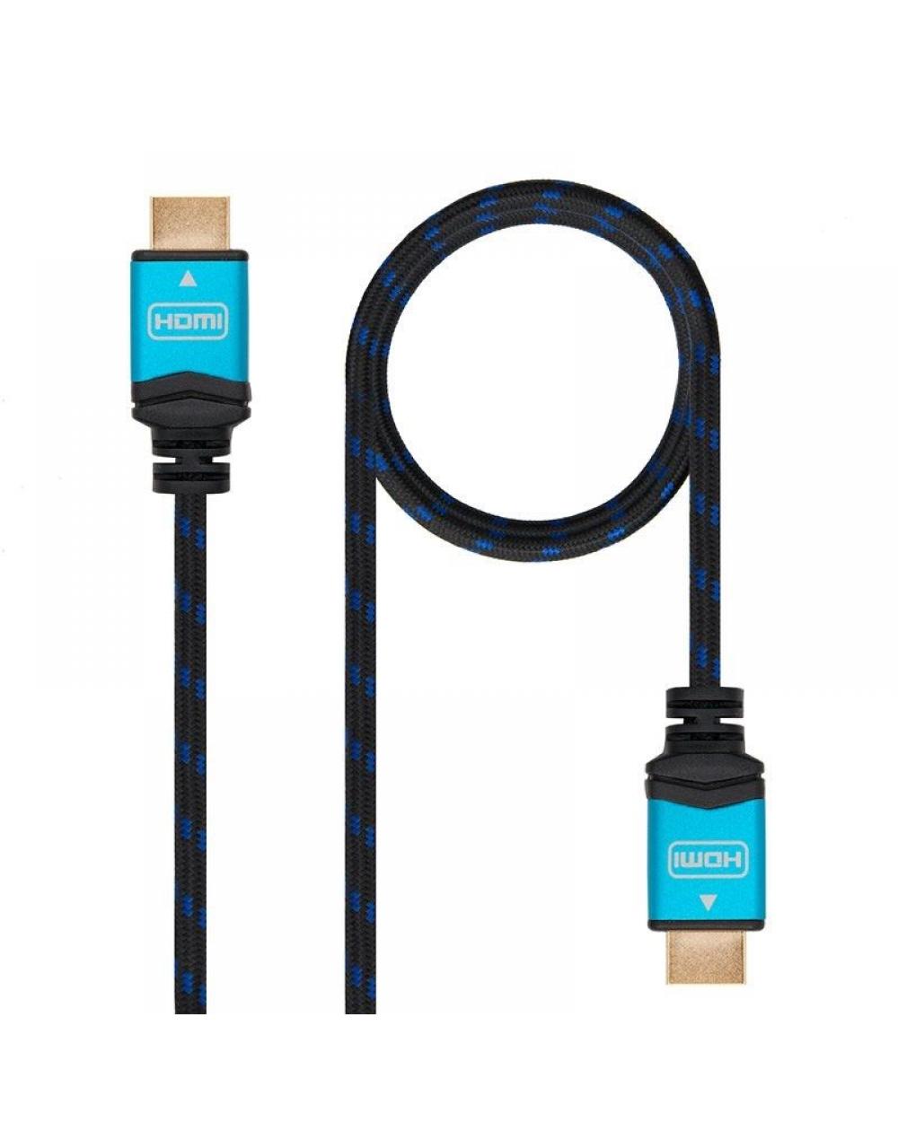 Cable HDMI 2.0 4K Nanocable 10.15.3701/ HDMI Macho - HDMI Macho/ 1m/ Negro/ Azul - Imagen 1