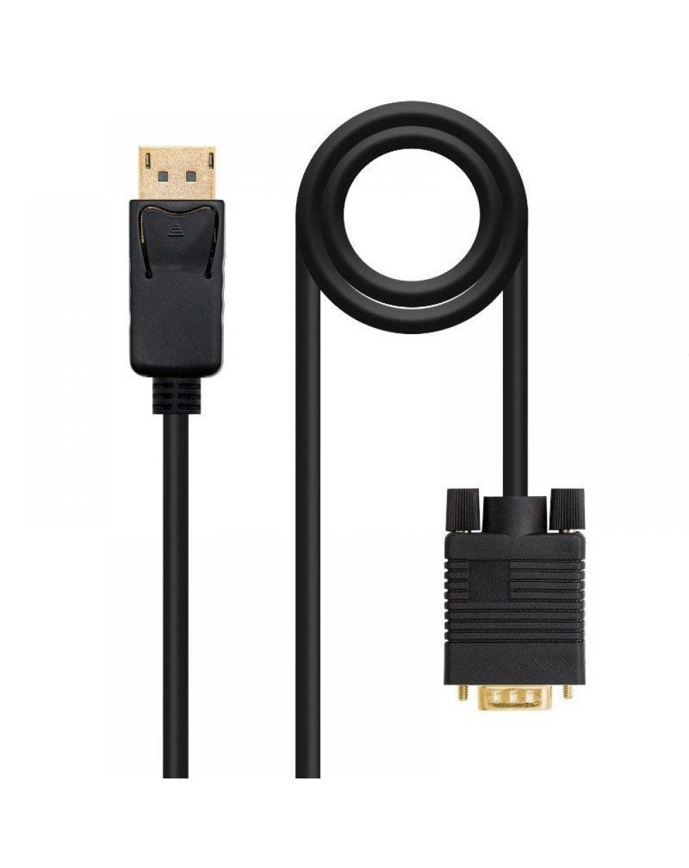 Cable Displayport Nanocable 10.15.4402/ Displayport Macho - VGA Macho/ 2m/ Negro - Imagen 1