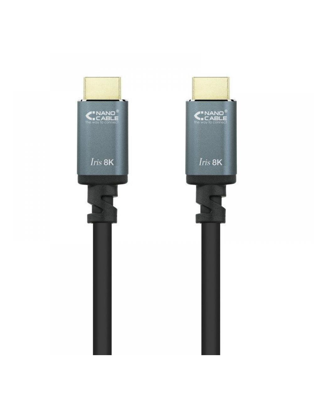 Cable HDMI 2.1 8K Nanocable 10.15.8002/ HDMI Macho - HDMI Macho/ 2m/ Negro - Imagen 1