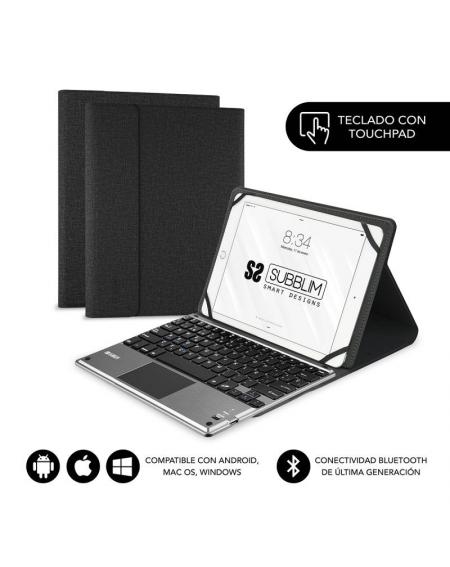 Funda con Teclado Subblim Keytab Pro Bluetooth Touchpad para Tablets de 10.1'-10.8'/ Negra - Imagen 1