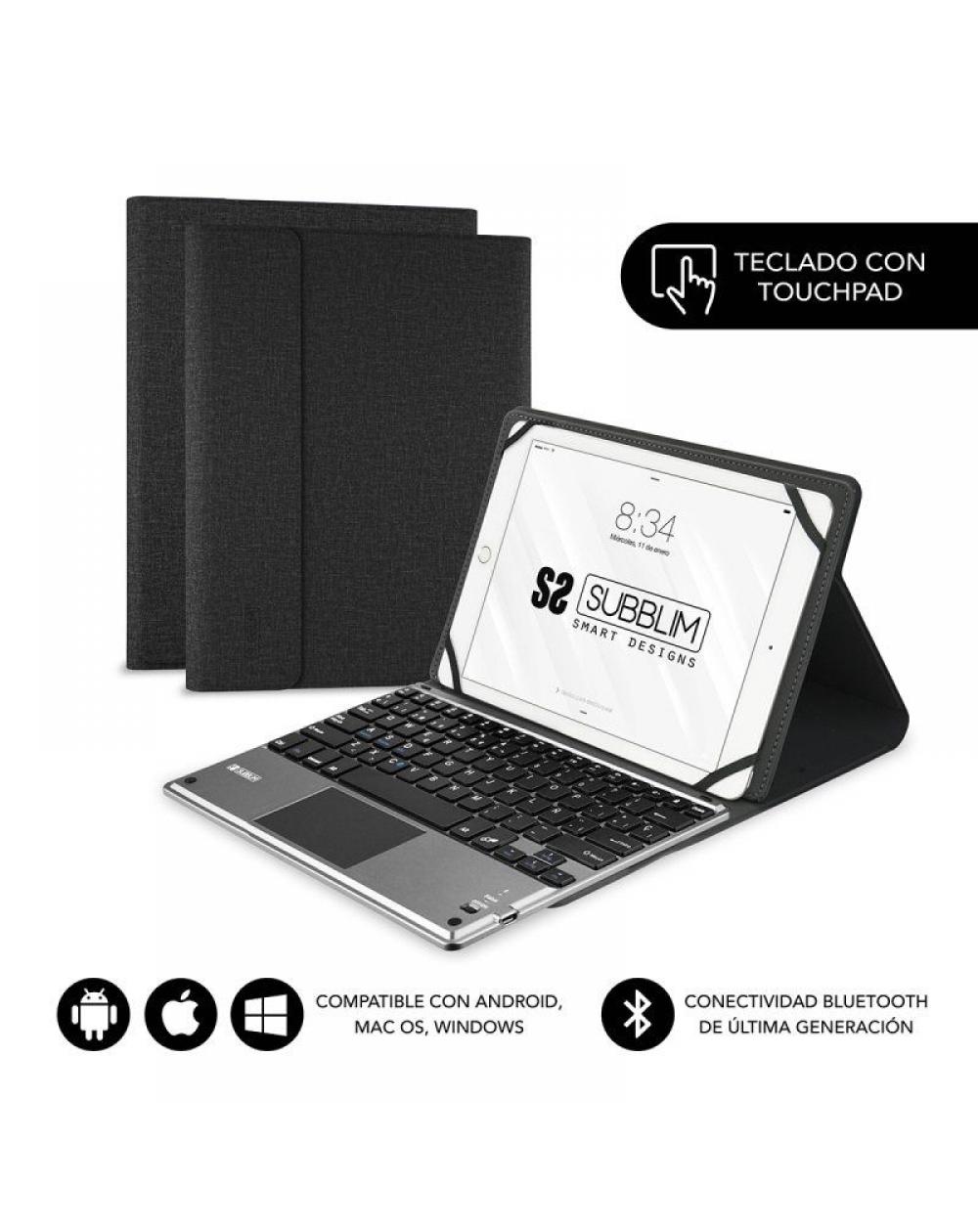 Funda con Teclado Subblim Keytab Pro Bluetooth Touchpad para Tablets de 10.1'-10.8'/ Negra - Imagen 1