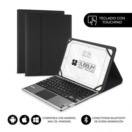 Funda con Teclado Subblim Keytab Pro Bluetooth Touchpad para Tablets de 10.1'-10.8'/ Negra - Imagen 1