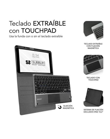 Funda con Teclado Subblim Keytab Pro Bluetooth Touchpad para Tablets de 10.1'-10.8'/ Negra - Imagen 3