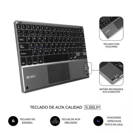 Funda con Teclado Subblim Keytab Pro Bluetooth Touchpad para Tablets de 10.1'-10.8'/ Negra - Imagen 5