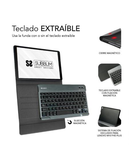 Funda con Teclado Subblim KeyTab Pro BT para Tablet Lenovo Tab M10 FHD Plus de 10.3'/ Negra - Imagen 3