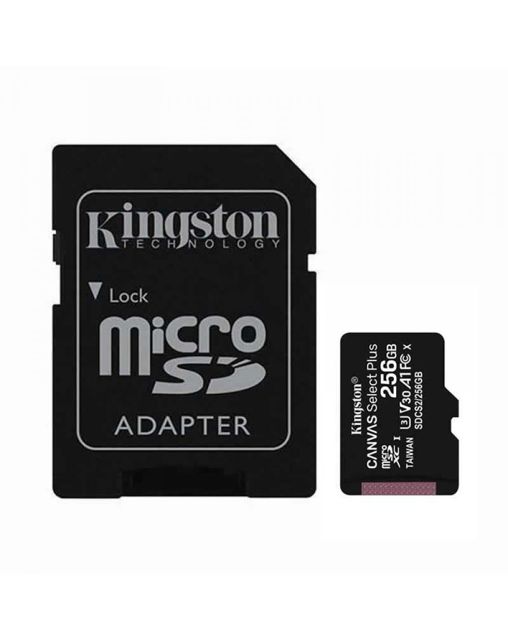 Tarjeta de Memoria Kingston CANVAS Select Plus 256GB microSD XC con Adaptador/ Clase 10/ 100MBs - Imagen 1