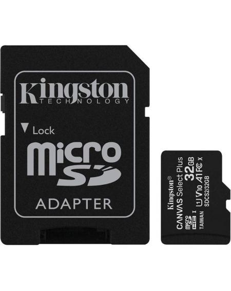 Tarjeta de Memoria Kingston CANVAS Select Plus 32GB microSD HC con Adaptador/ Clase 10/ 100MBs - Imagen 1