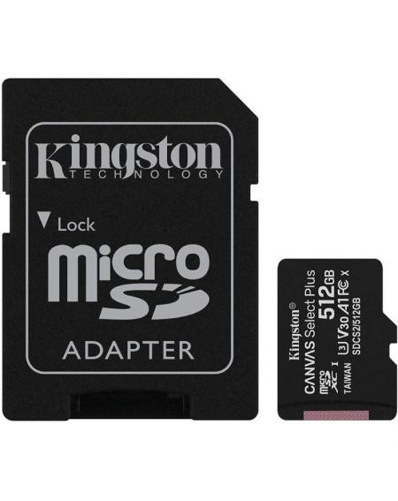 Tarjeta de Memoria Kingston CANVAS Select Plus 512GB microSD XC con Adaptador/ Clase 10/ 100MBs - Imagen 1