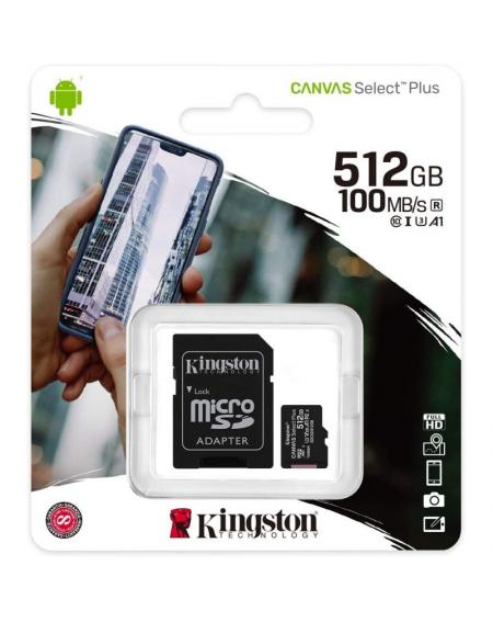 Tarjeta de Memoria Kingston CANVAS Select Plus 512GB microSD XC con Adaptador/ Clase 10/ 100MBs - Imagen 3