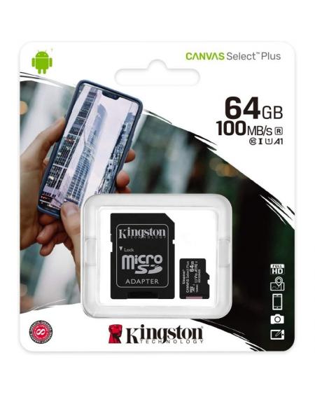Tarjeta de Memoria Kingston CANVAS Select Plus 64GB microSD XC con Adaptador/ Clase 10/ 100MBs - Imagen 3