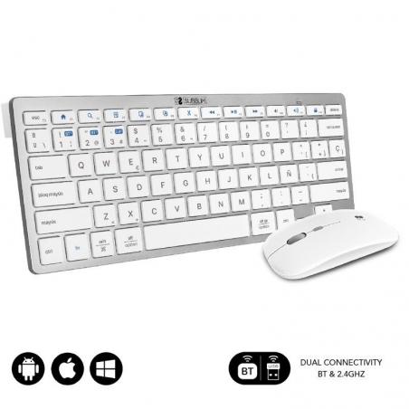 Teclado y Ratón Inalámbrico por Bluetooth Subblim OCO010 Combo Multidispositivo Compacto/ Plata - Imagen 1