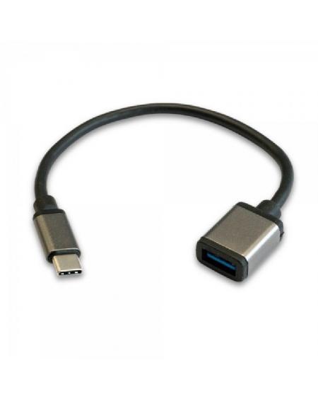 Cable USB 2.0 3GO C136/ USB Tipo-C Macho - USB Hembra/ 20cm/ Negro - Imagen 1