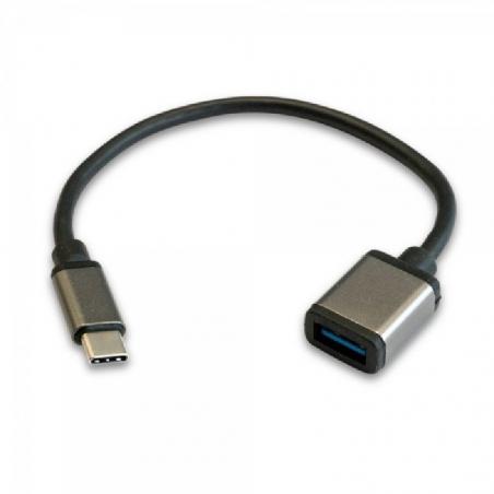 Cable USB 2.0 3GO C136/ USB Tipo-C Macho - USB Hembra/ 20cm/ Negro - Imagen 1