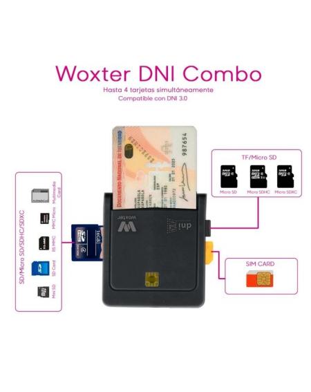 Lector de DNI y Tarjetas Woxter Combo PE26-025/ Negro - Imagen 2