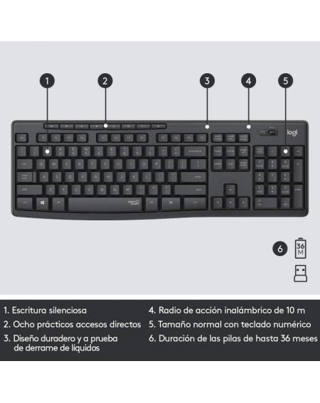 Teclado y Ratón Inalámbricos Logitech Silent Touch MK295/ Grafito - Imagen 4