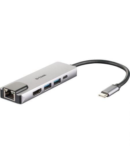 Docking USB 3.0 Tipo-C D-Link DUB-M520/ 2 Puertos USB/ 1 HDMI/ 1 RJ45/ 1 Thunderbolt/ Gris - Imagen 1