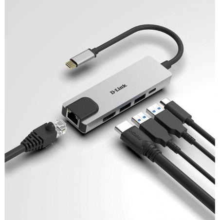 Docking USB 3.0 Tipo-C D-Link DUB-M520/ 2 Puertos USB/ 1 HDMI/ 1 RJ45/ 1 Thunderbolt/ Gris - Imagen 3