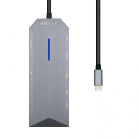 Docking USB 3.2 Tipo-C Aisens ASUC-9P001-GR/ 1 HDMI/ 3 USB/ 1 RJ45/ 1 Audio/ 1 Lector Tarjetas / USB PD/ Gris - Imagen 2