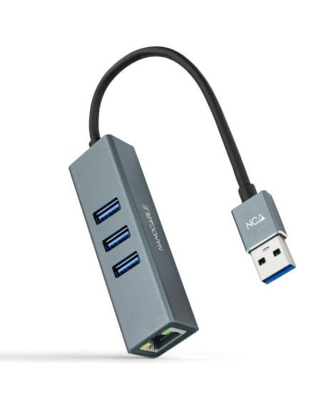Hub USB 3.0 Nanocable 10.03.0407/ 3 Puertos USB/ 1 RJ45/ Gris - Imagen 1