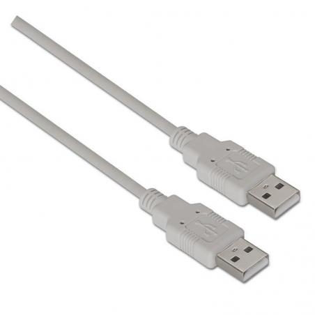 Cable USB 2.0  Aisens A101-0021/ USB Macho - USB Macho/ 1m/ Beige - Imagen 1