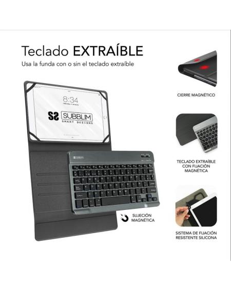 Funda con Teclado Subblim Keytab Pro Bluetooth para Tablets de 10.1'-10.8'/ Negra - Imagen 3