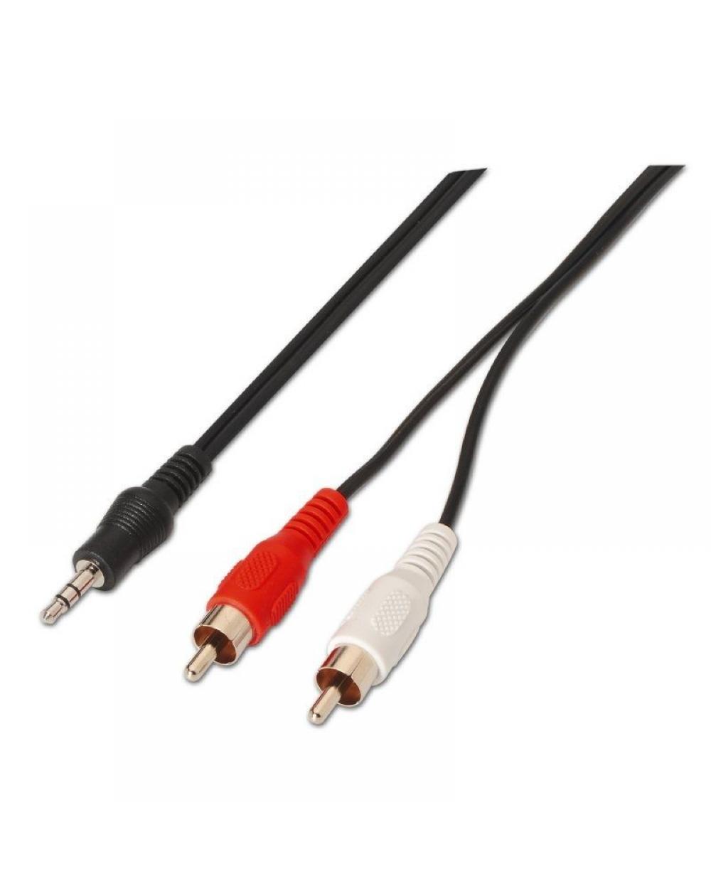 Cable Estéreo Aisens A128-0147/ Jack 3.5 Macho - 2x RCA Macho/ 1.5m/ Negro - Imagen 1